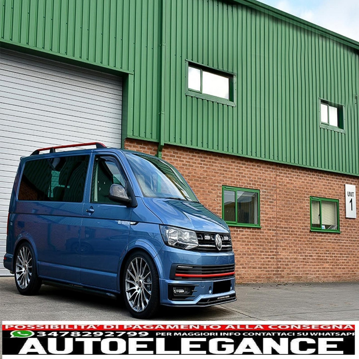 Additional spoiler lip for front bumper suitable for VW Transporter T6 Sportline (2015-up) glossy black