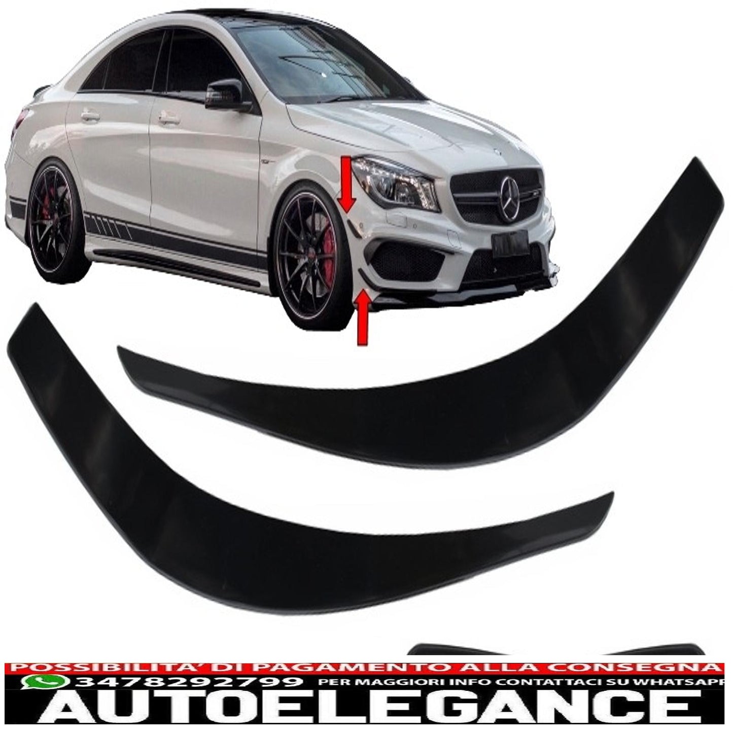 Front Bumper Splitter Fins Aero Fit For Mercedes Cla W117 C117 X117 (2013-2016) Cla45 Design