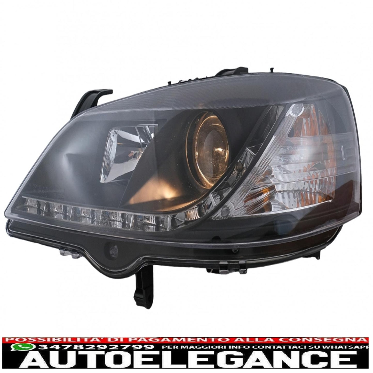 drl led headlights suitable for opel astra g (09.1997-02.2004) black 