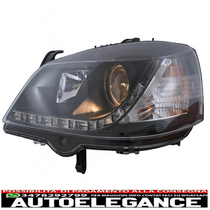 drl led headlights suitable for opel astra g (09.1997-02.2004) black 
