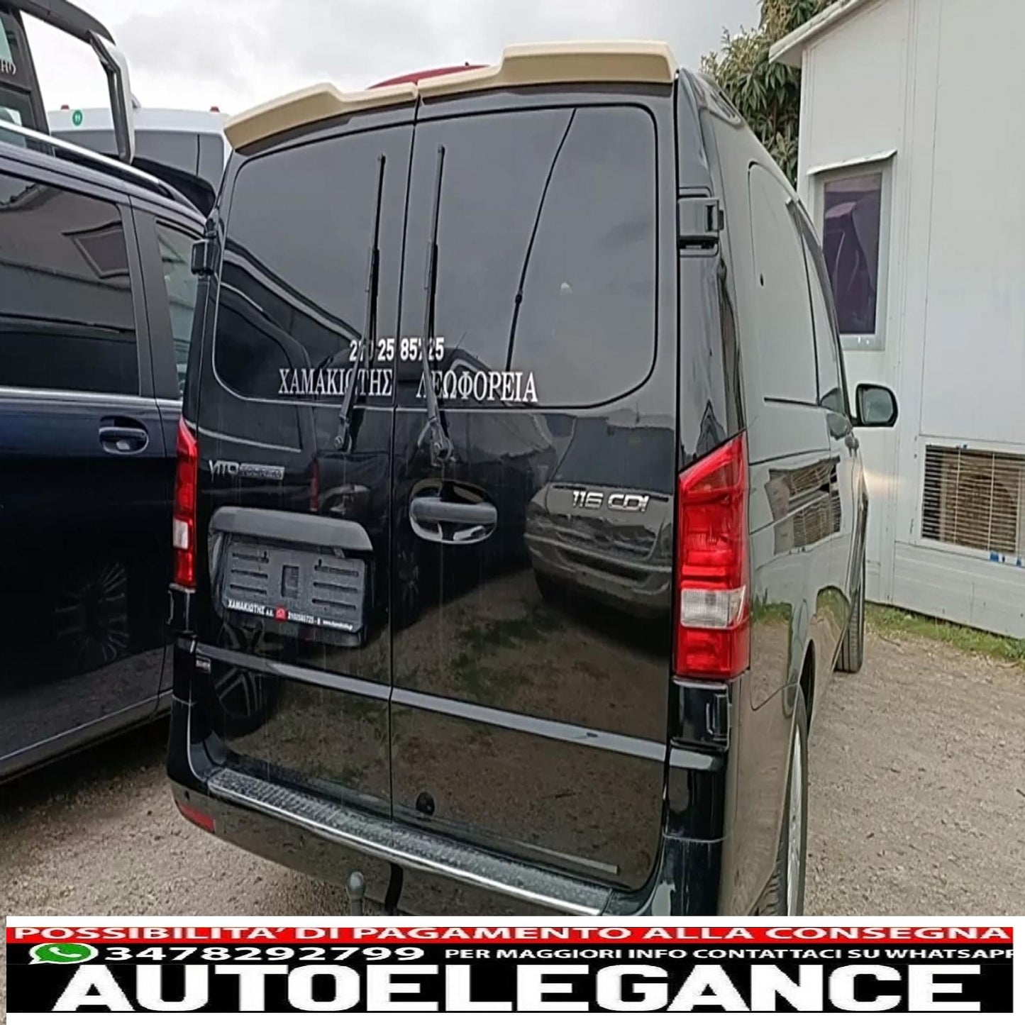 roof spoiler suitable for mercedes v class w447 (2014 onwards) twin barn doors.