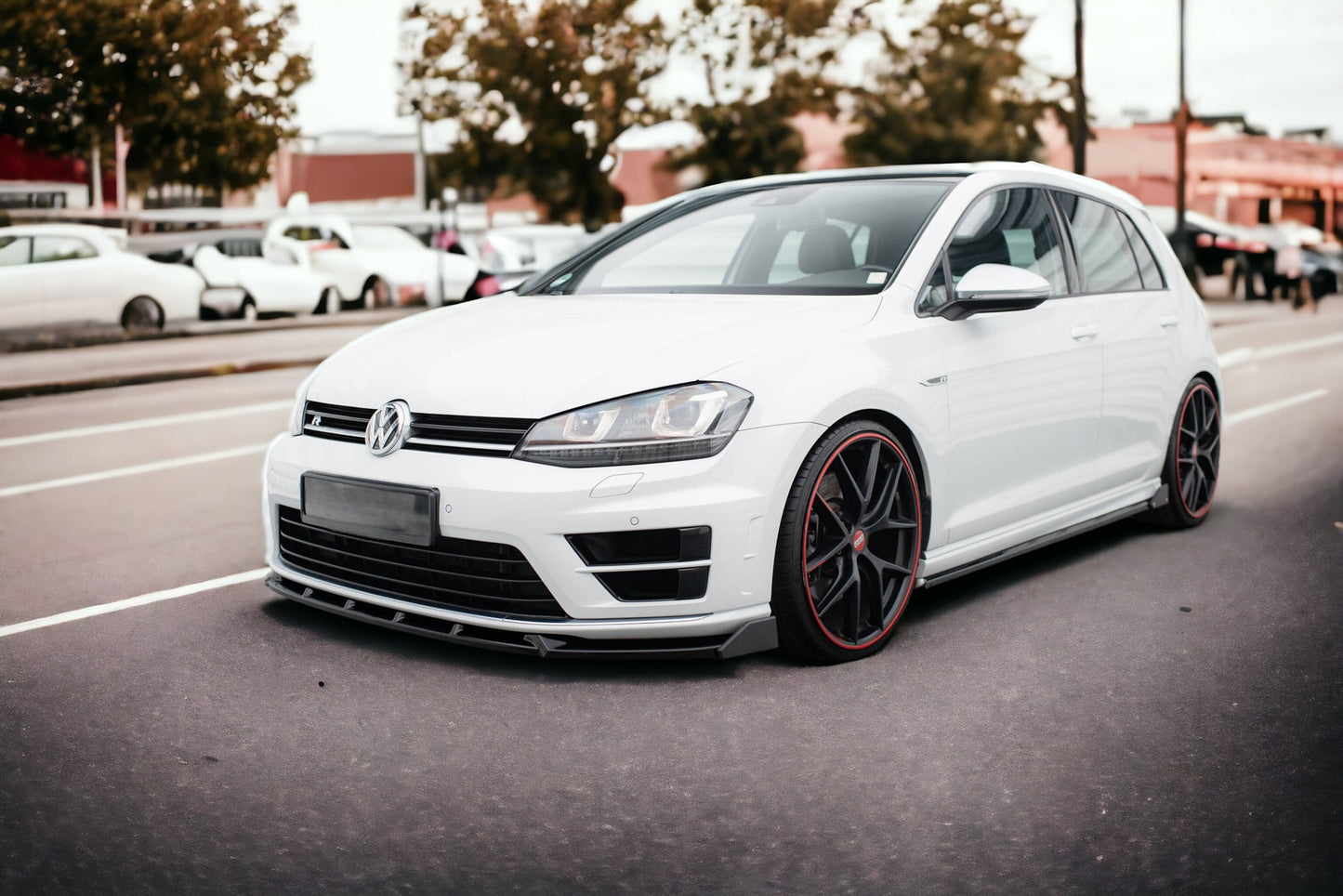 SPLITTER ANTERIORE V.5 + ADATTATORE FLAPS PER VOLKSWAGEN GOLF R MK7