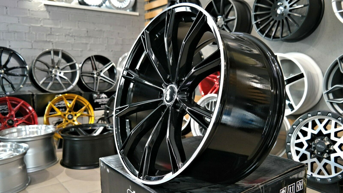ADATTO per Audi A4 A5 A6 A8 A7 S-Line 21 inch 5x112 ABT design Nero Lucido Ruote
