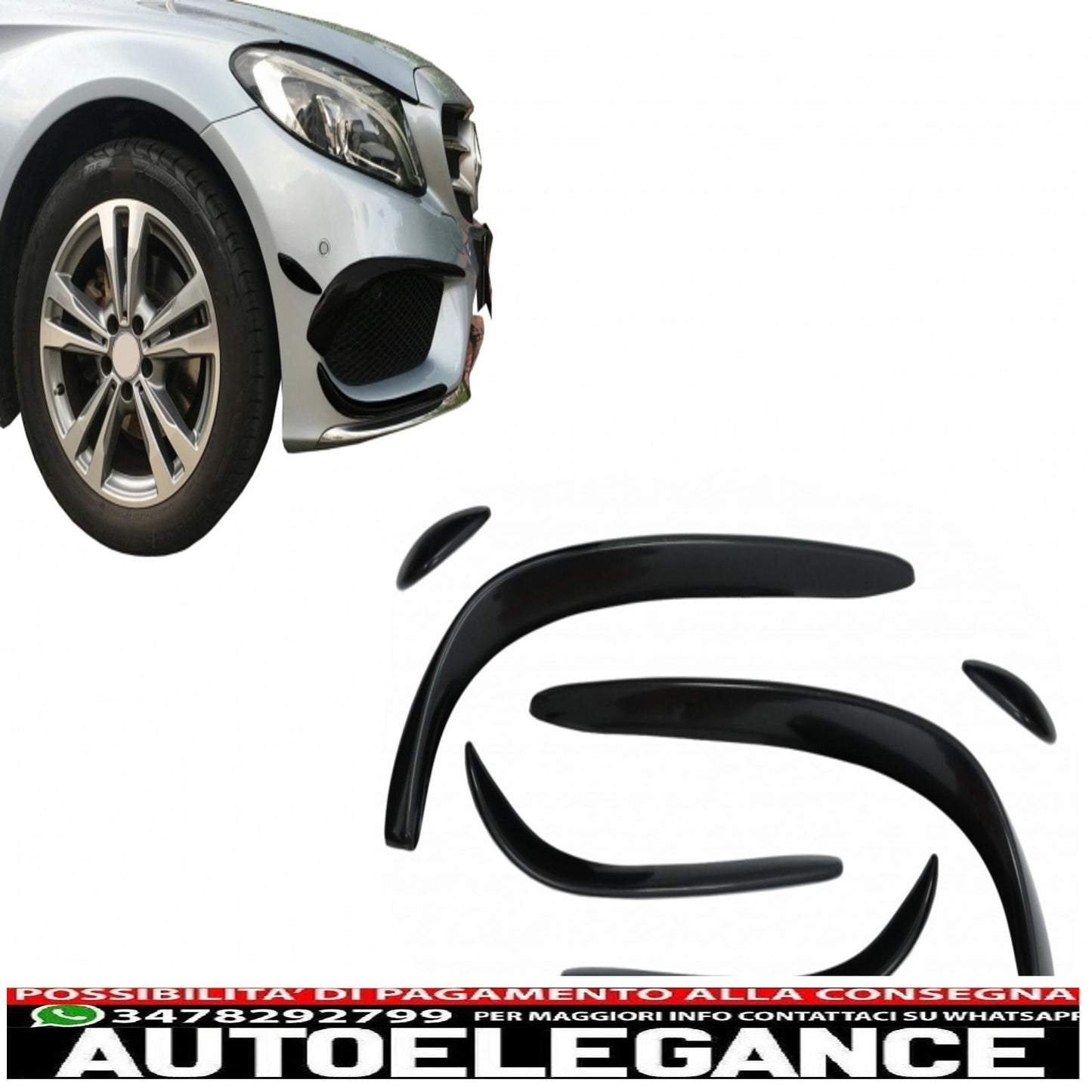 Front Bumper Splitter Wings Flaps Aero Fit For Mercedes C Class W205 S205 C205 A205 (2015-2018) C43 Piano Black Design