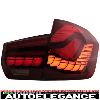 conversione dei fanali posteriori oled al design m4 adatti per bmw serie 3 f30 pre lci e lci (2011-2019) f35 f80 rosso trasparente con luce di svolta sequenziale dinamica AUTOELEGANCERICAMBI