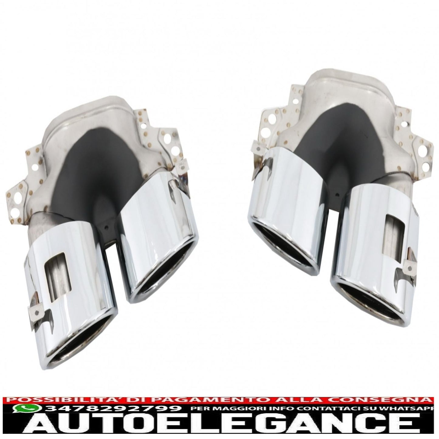 Rear bumper valance diffuser suitable for Mercedes A-Class W177 hatchback (2018-up) chrome exhaust tips