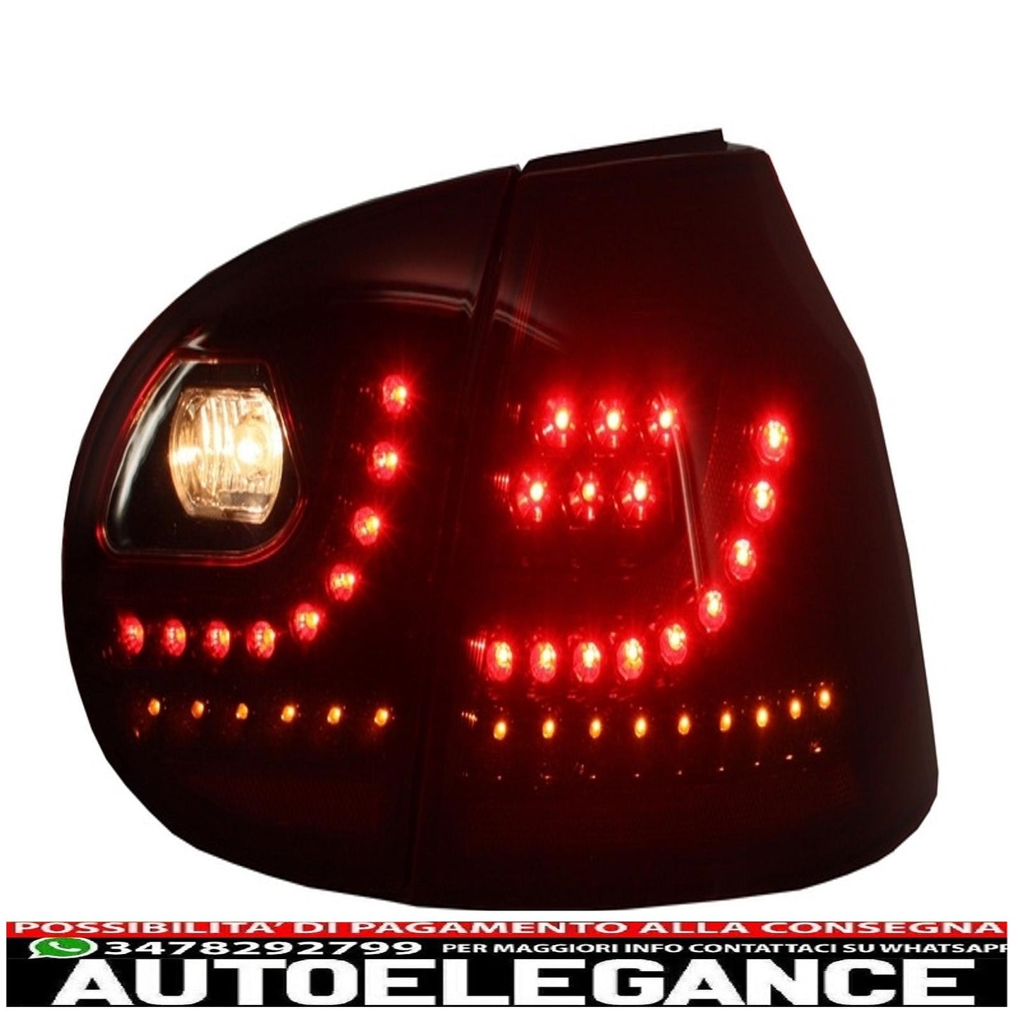 led rear lights suitable for vw golf v 5 (2004-2009) left hand drive (lhd) cherry red urban style