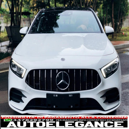 central grille suitable for mercedes a-class w177 hatchback v177 sedan (04.2018-) mesh gt-r design panamericana black chrome