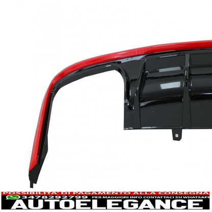 Rear bumper valance diffuser with exhaust tips suitable for audi a6 c8 4k avant sedan (2018-up) red s6 design