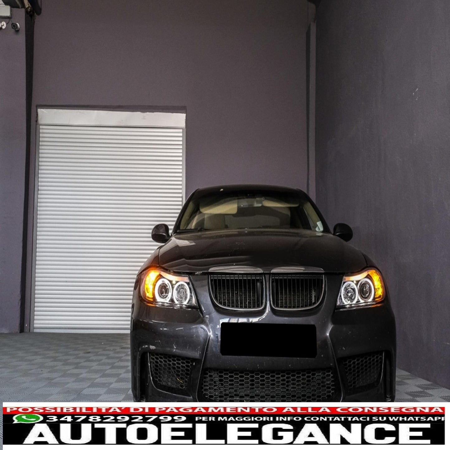 headlights suitable for bmw 3 series e90 sedan e91 touring (03.2005-08.2008) angel eye 2 black halo rims 
