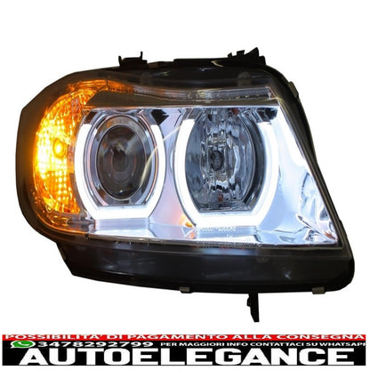 3d led angel eye headlights suitable for bmw e90 e91 (03.2005-08.2008) u-type chrome hidden 