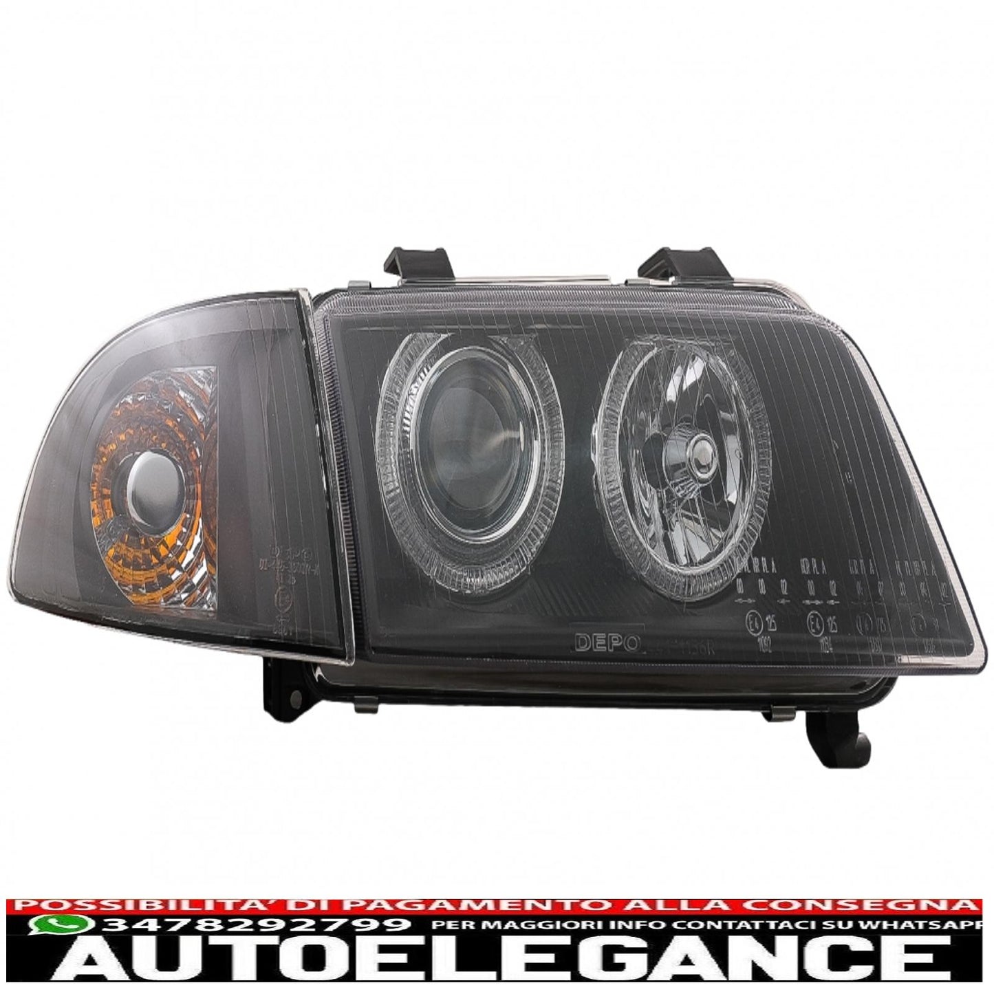 headlights suitable for audi a4 b5 (11.1994-12.1998) angel eye 2 black halo rims
