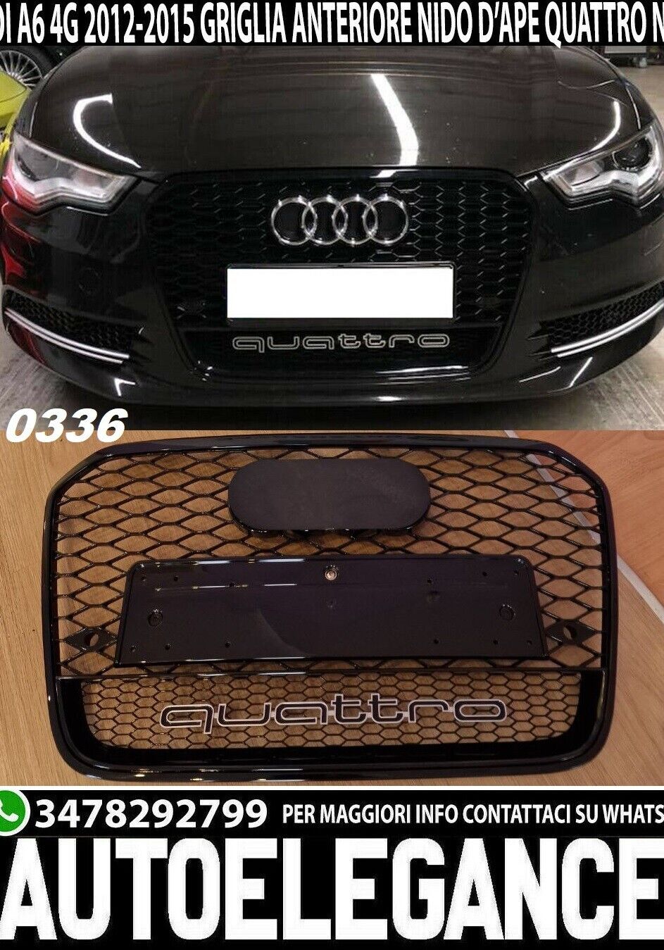 AUDI ASH CHG Tsht 11-14 AVANT SALOON LUKE RSSH BLACK GRILLE 0336 BLATSK