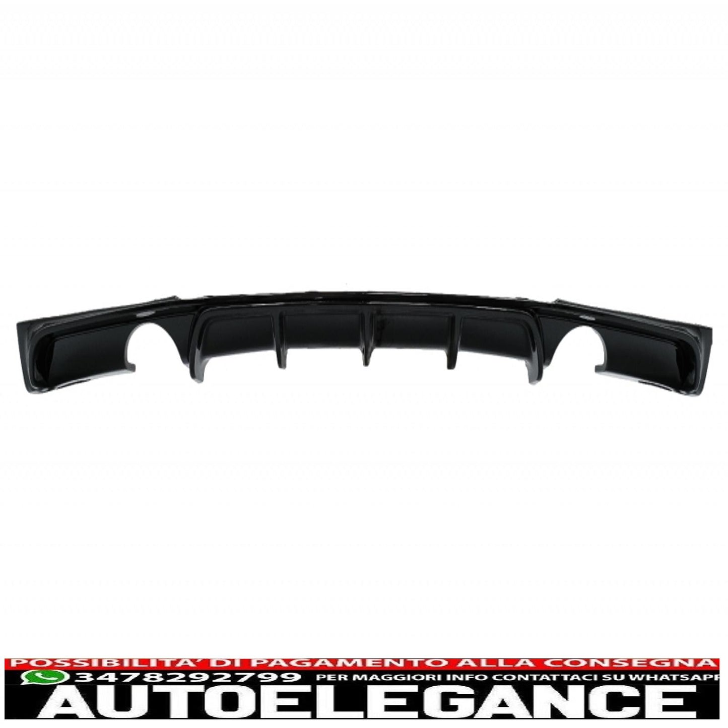 front bumper spoiler with rear diffuser double outlet for single exhaust suitable for bmw 3 series f30 f31 (2011-2019) m performance design piano black 
