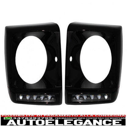 Paraurti anteriore nero Copri fari led drl adatto per mercedes classe g w463 (1989-up) design g65