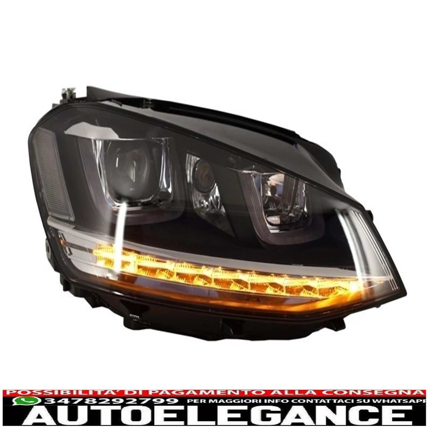 3d led drl headlights suitable for vw golf 7 vii (2012-2017) silver r-line led dynamic sequential flowing cornering lights 