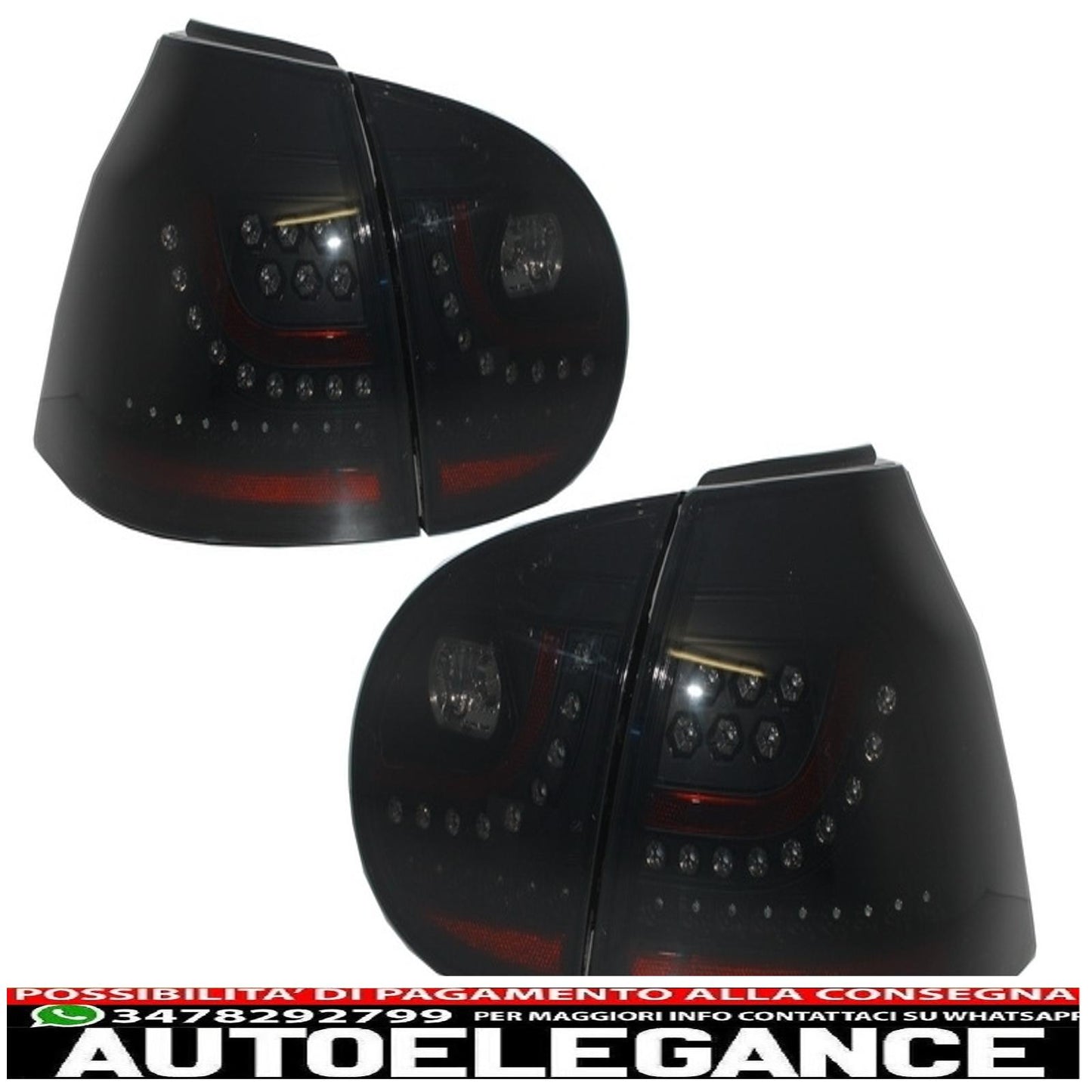 Estensione paraurti posteriore doppia uscita con fanale posteriore led fumé nero e minigonne laterali adatto per vw golf 5 v (2003-2007) design gti