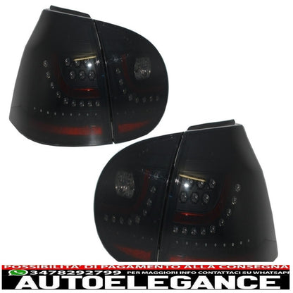 Estensione paraurti posteriore doppia uscita con fanale posteriore led fumé nero e minigonne laterali adatto per vw golf 5 v (2003-2007) design gti