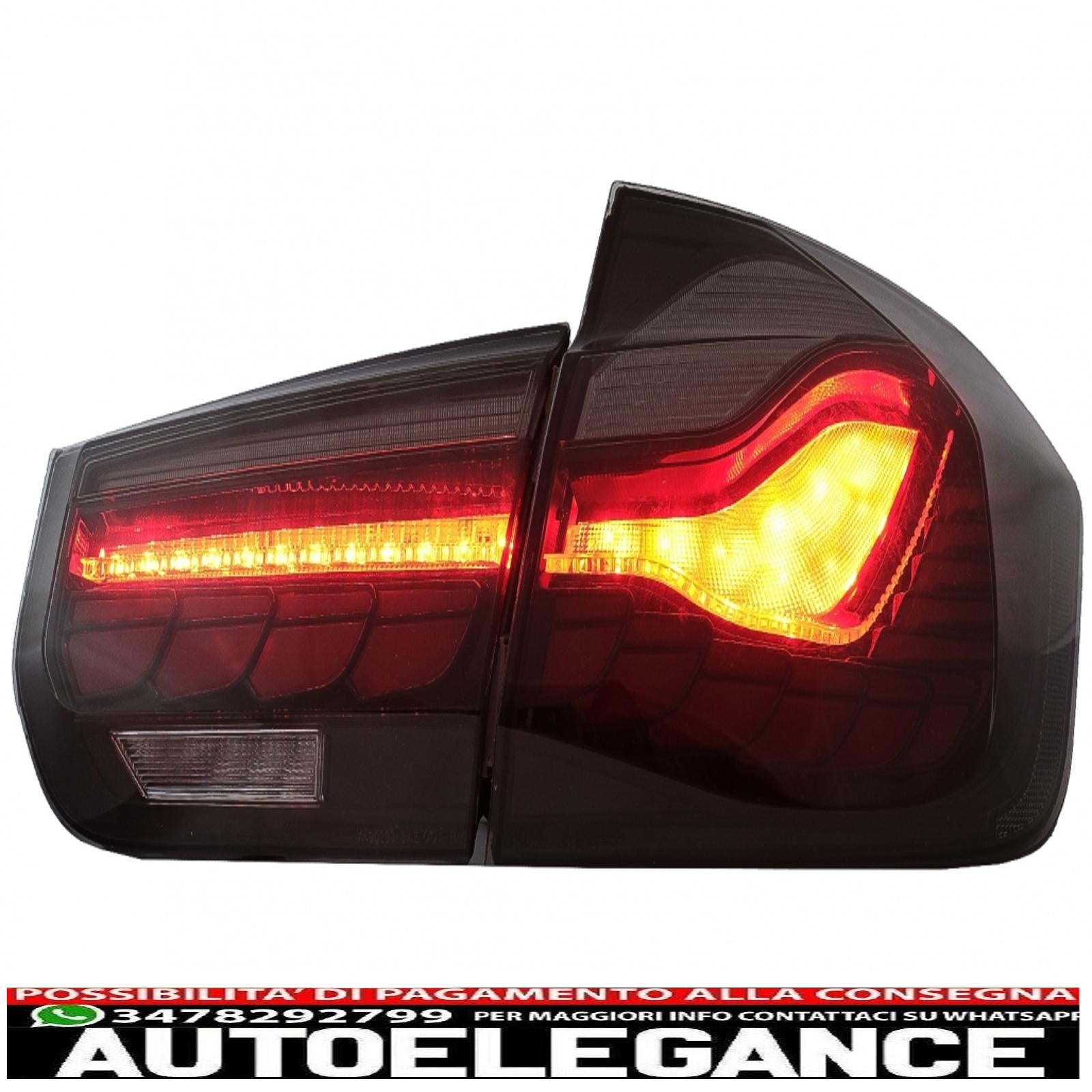 conversione dei fanali posteriori oled al design m4 adatti per bmw serie 3 f30 pre lci e lci (2011-2019) f35 f80 fumo rosso con luci di svolta sequenziali dinamiche AUTOELEGANCERICAMBI