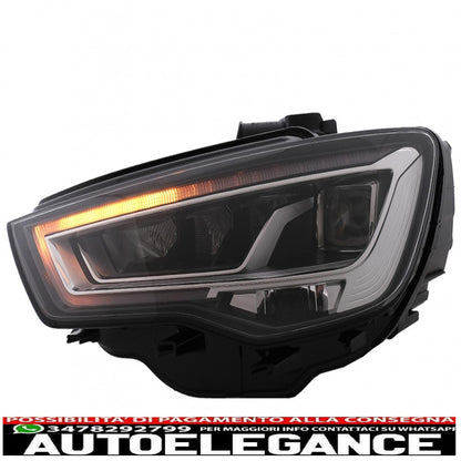 full led headlights suitable for audi a3 8v pre-facelift (2013-2016) upgrade for halogens with dynamic sequential cornering lights left 