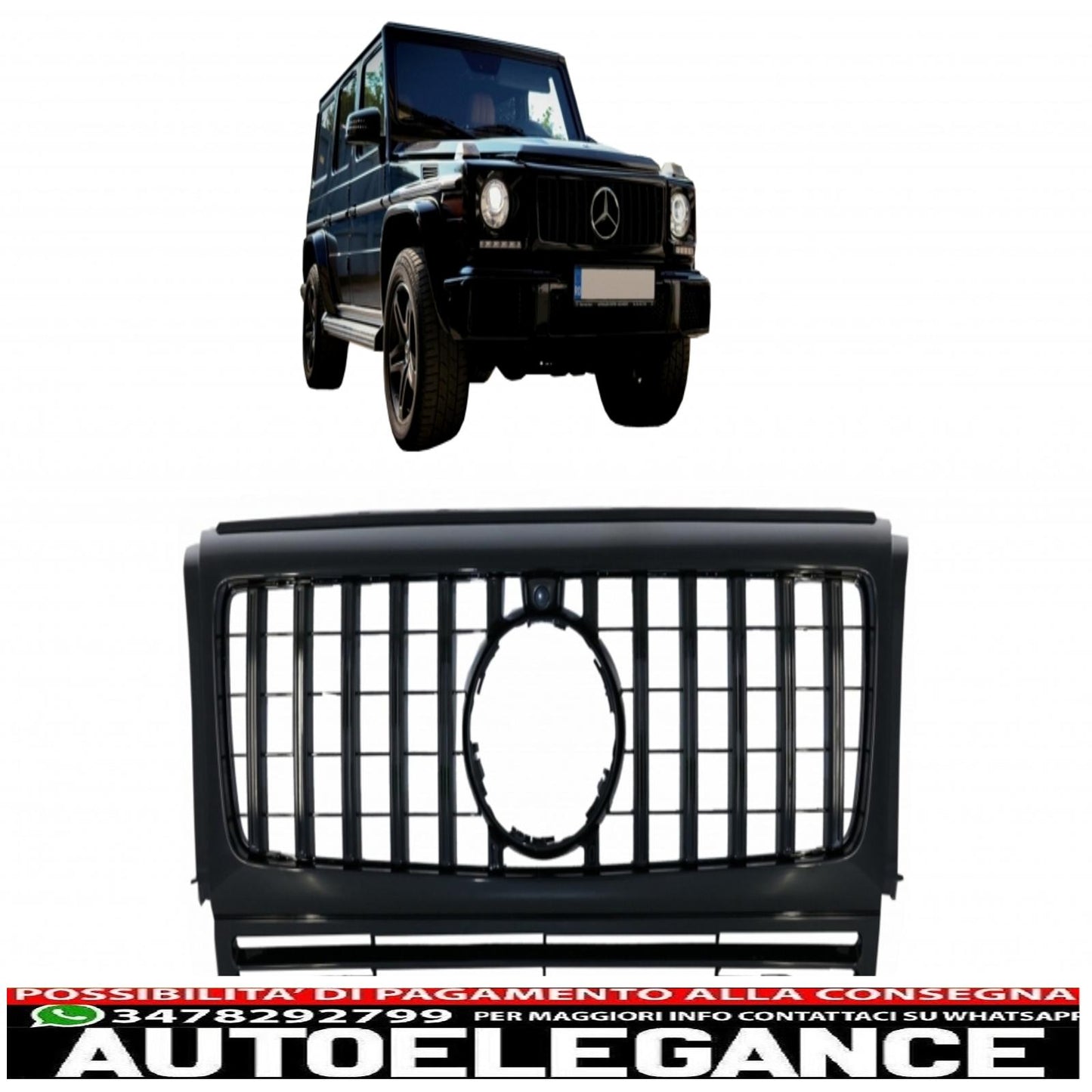 front grill suitable for mercedes g class w463 (1990-2014) new g63 gt-r panamericana design all black