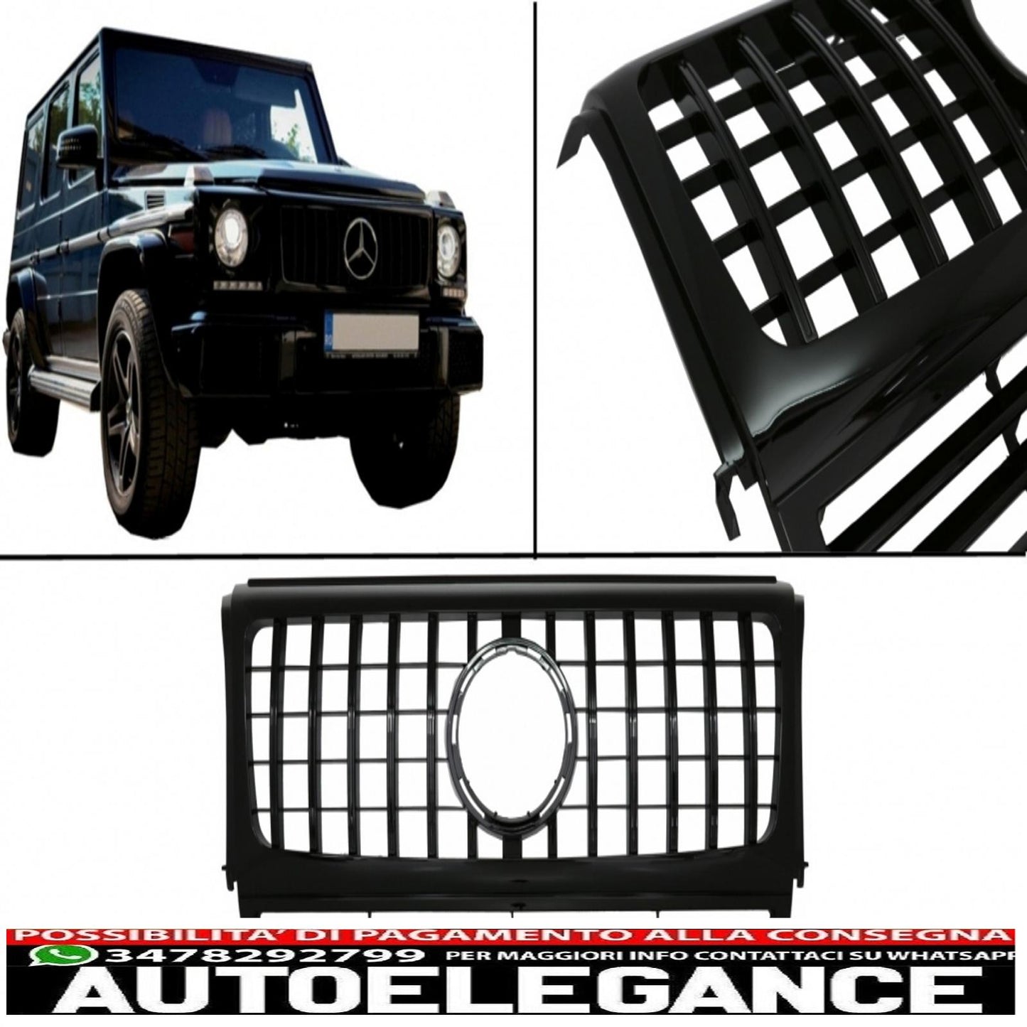 front grille suitable for mercedes g class w463 (1990-2014) new g63 gt-r design panamericana piano black
