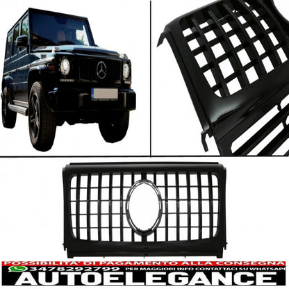 front grille suitable for mercedes g class w463 (1990-2014) new g63 gt-r design panamericana piano black