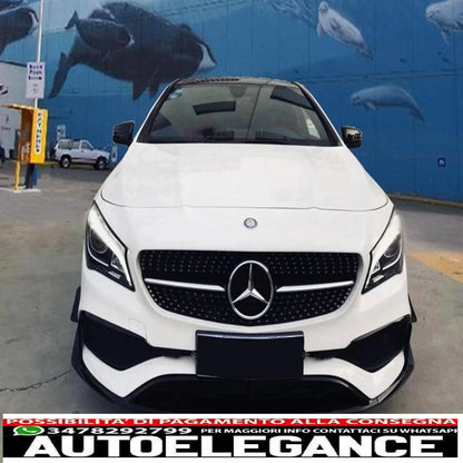 Front bumper splitter fins aerodynamic conversion kit suitable for mercedes cla w117 facelift (2016-2018) cla45 design canard piano black