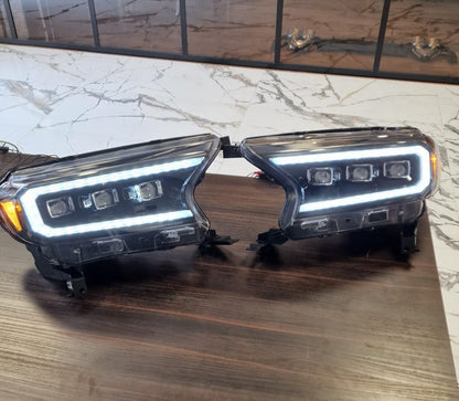 FARI ANTERIORI ADATTI PER FORD RANGER T6 2015-2020 FULL LED DINAMICI LOOK NERO