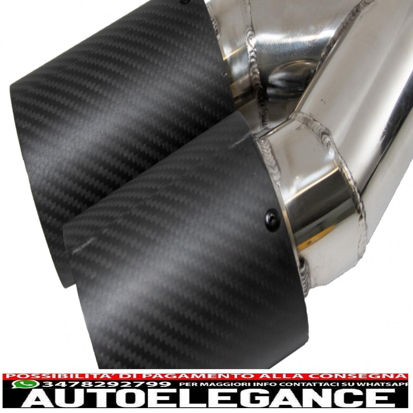 Universal Exhaust Tip Carbon Fiber Matte Finish Left Inlet 6cm / 2.36inch