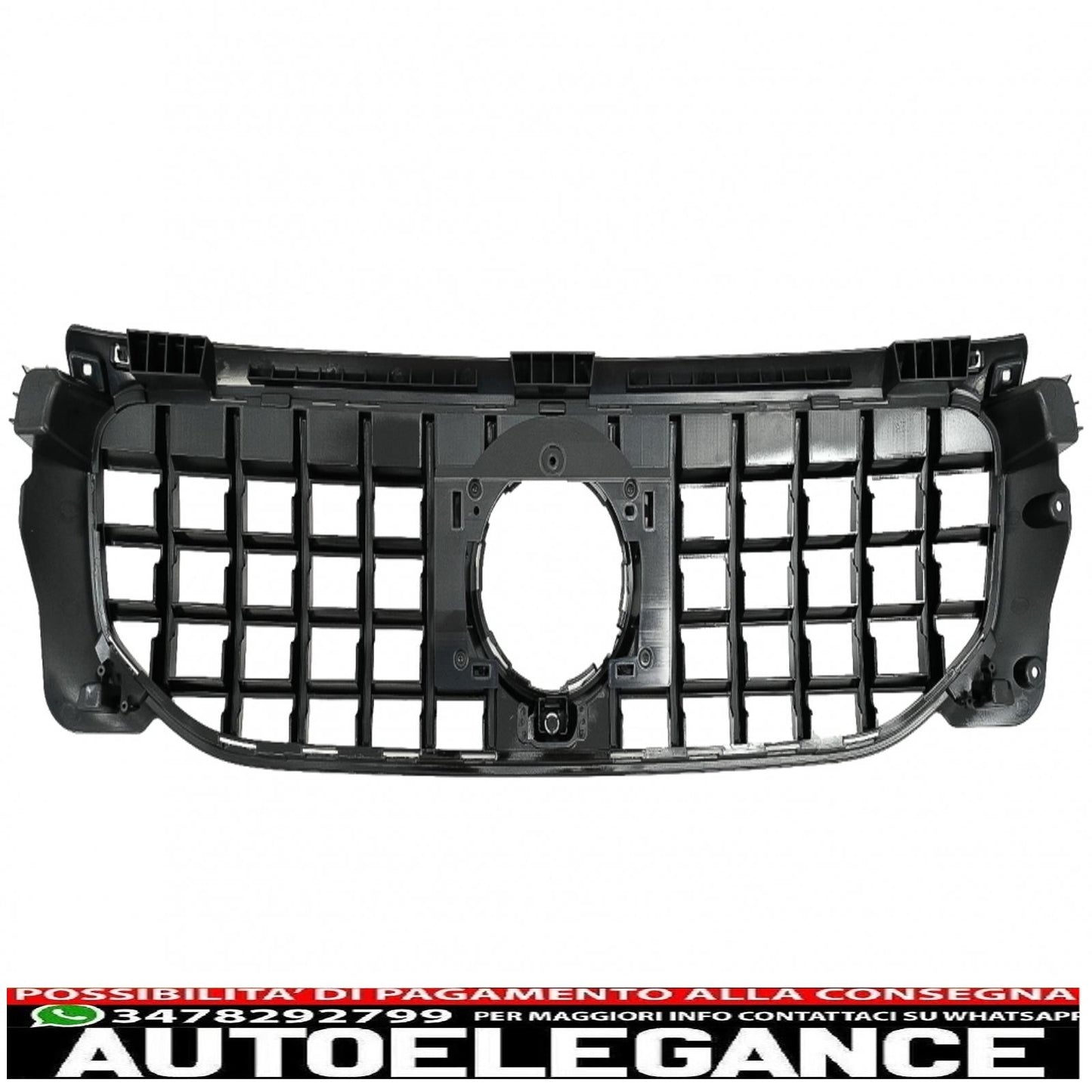 front grill suitable for mercedes glb class x247 (2019-up) gt-r panamericana design piano black 