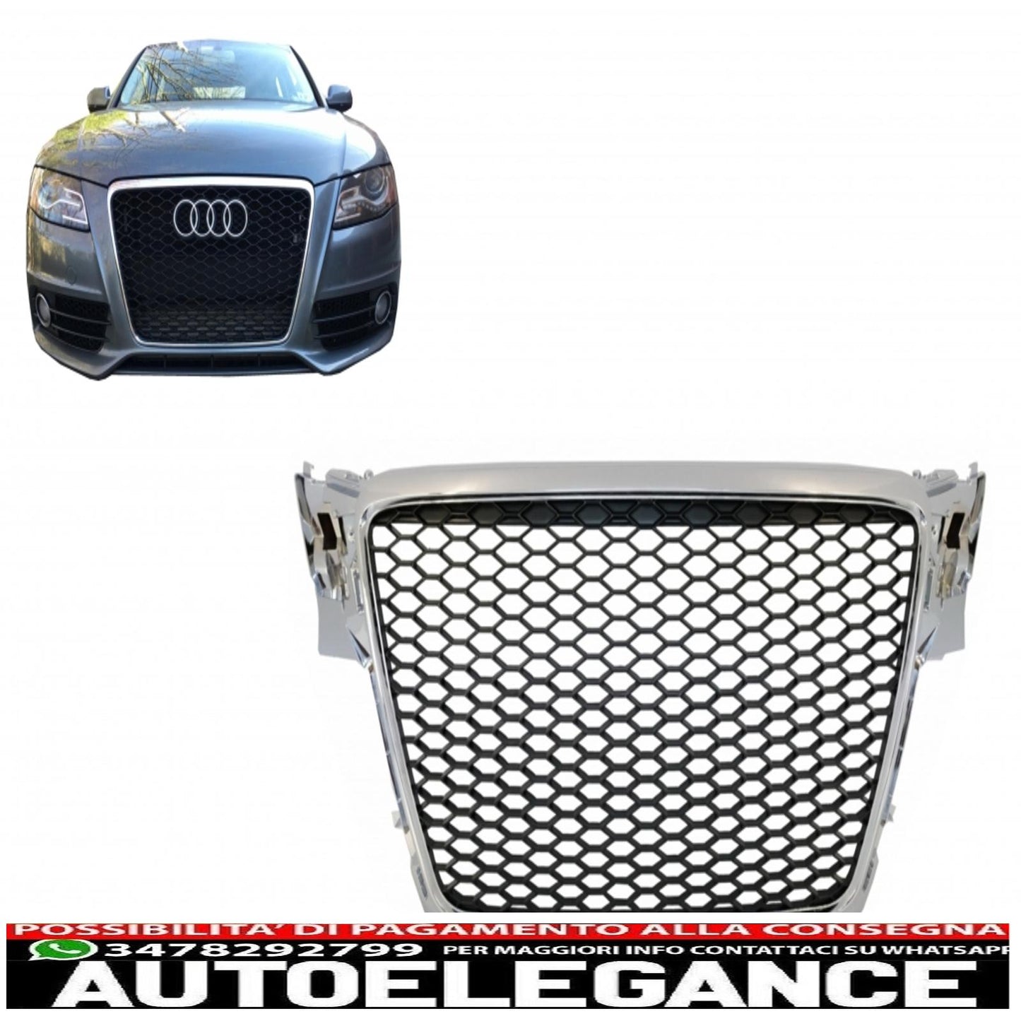 griglia anteriore senza badge adatta per audi a4 b8 (2007-2012) limousine avant rs design cromata