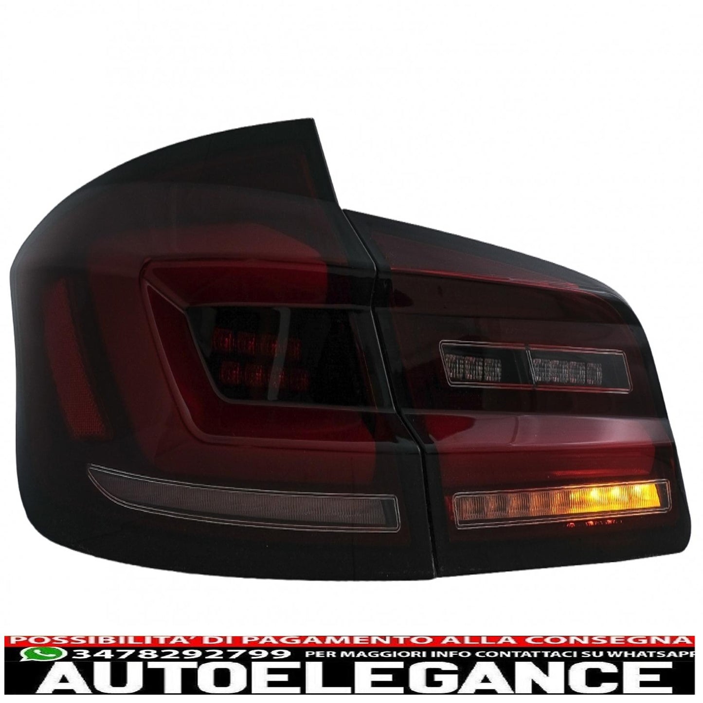fanali posteriori full led adatti per bmw serie 5 f10 (2011-2017) indicatori di direzione sequenziali dinamici fumé rosso