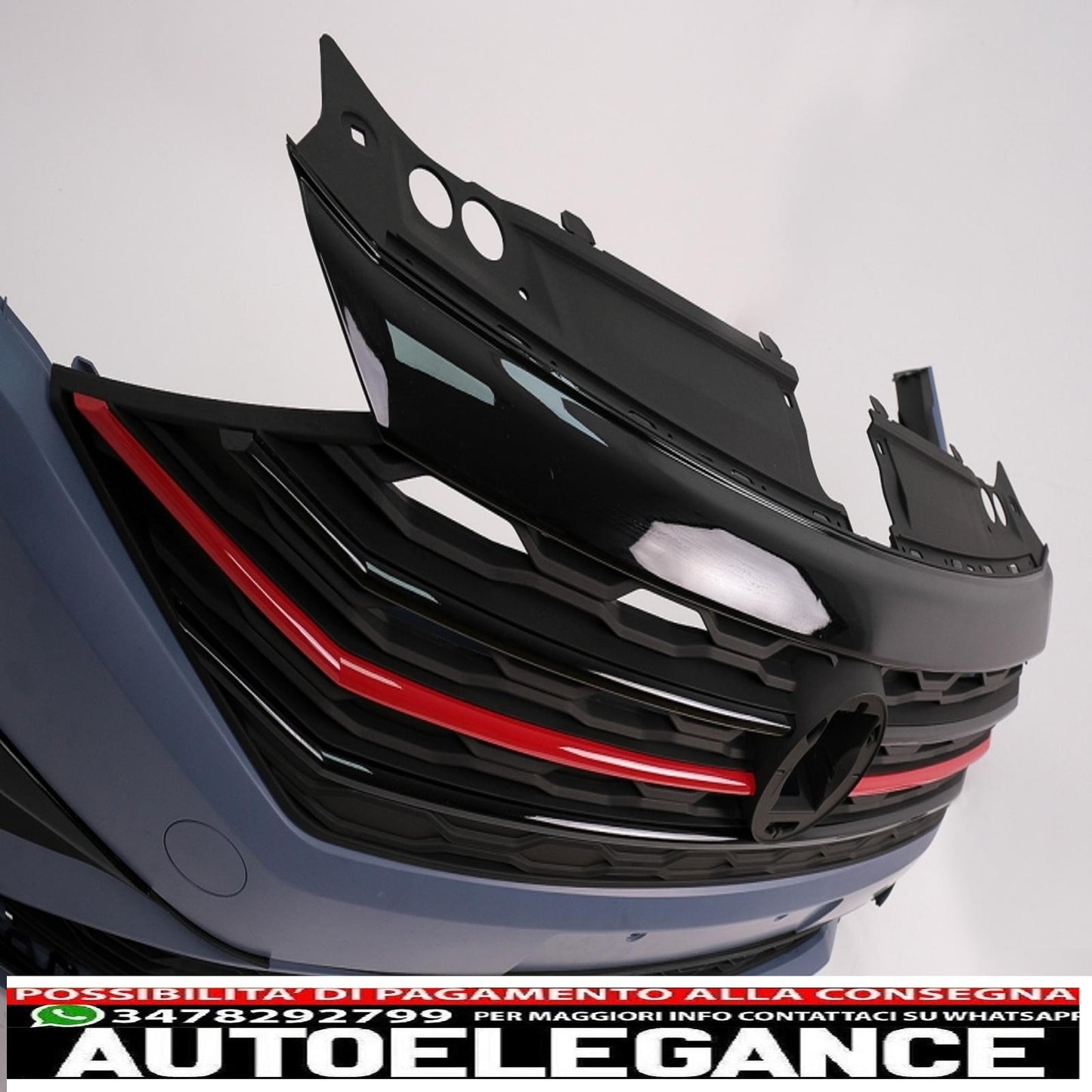front bumper with center grille and spoiler with lip extension suitable for vw jetta mk7 (2019-2021) gli design 