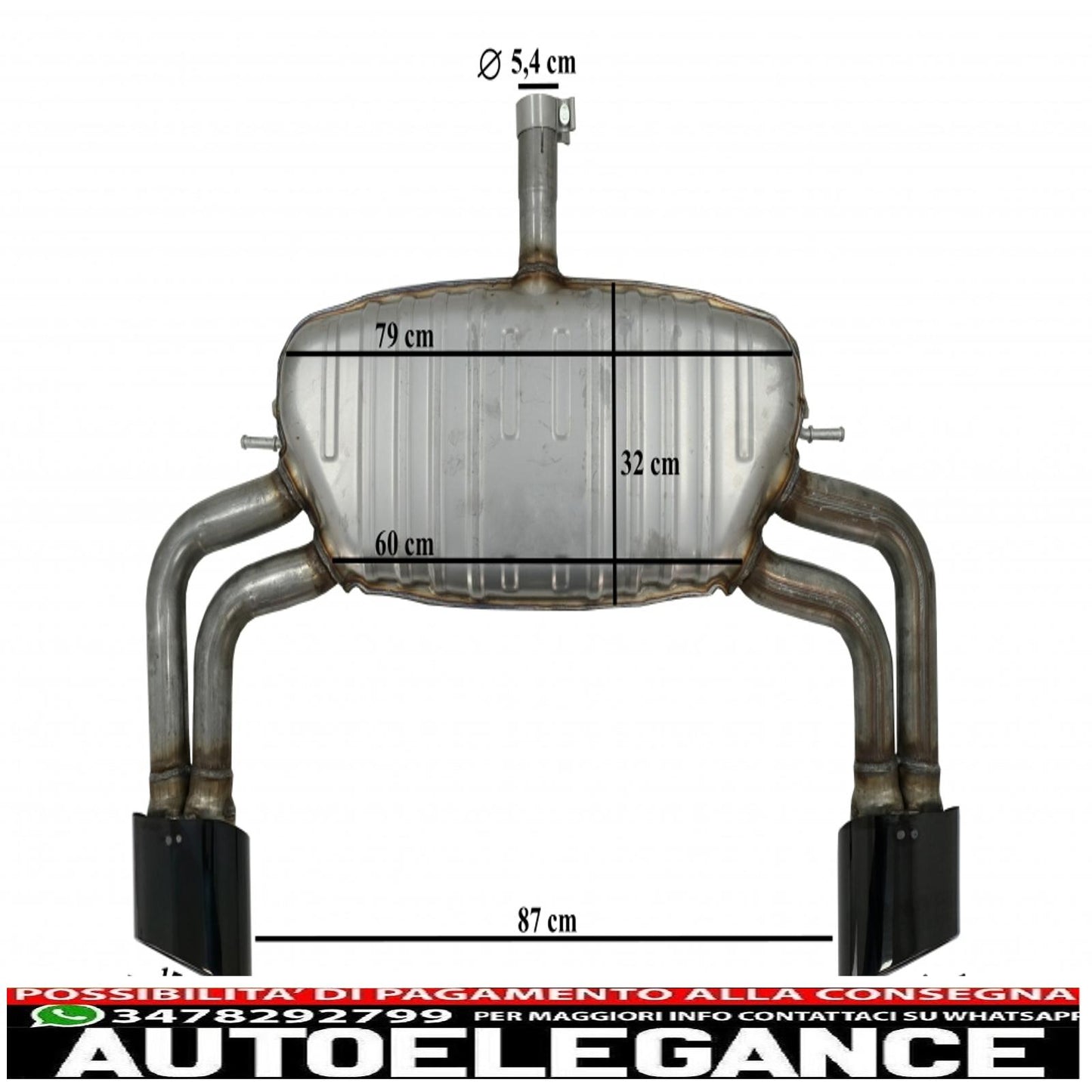 complete exhaust system suitable for audi a3 8v sedan/cabrio (2012-2019) rs3 design piano black tips 