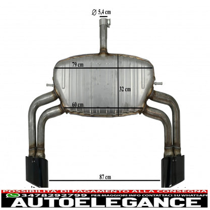 complete exhaust system suitable for audi a3 8v sedan/cabrio (2012-2019) rs3 design piano black tips 