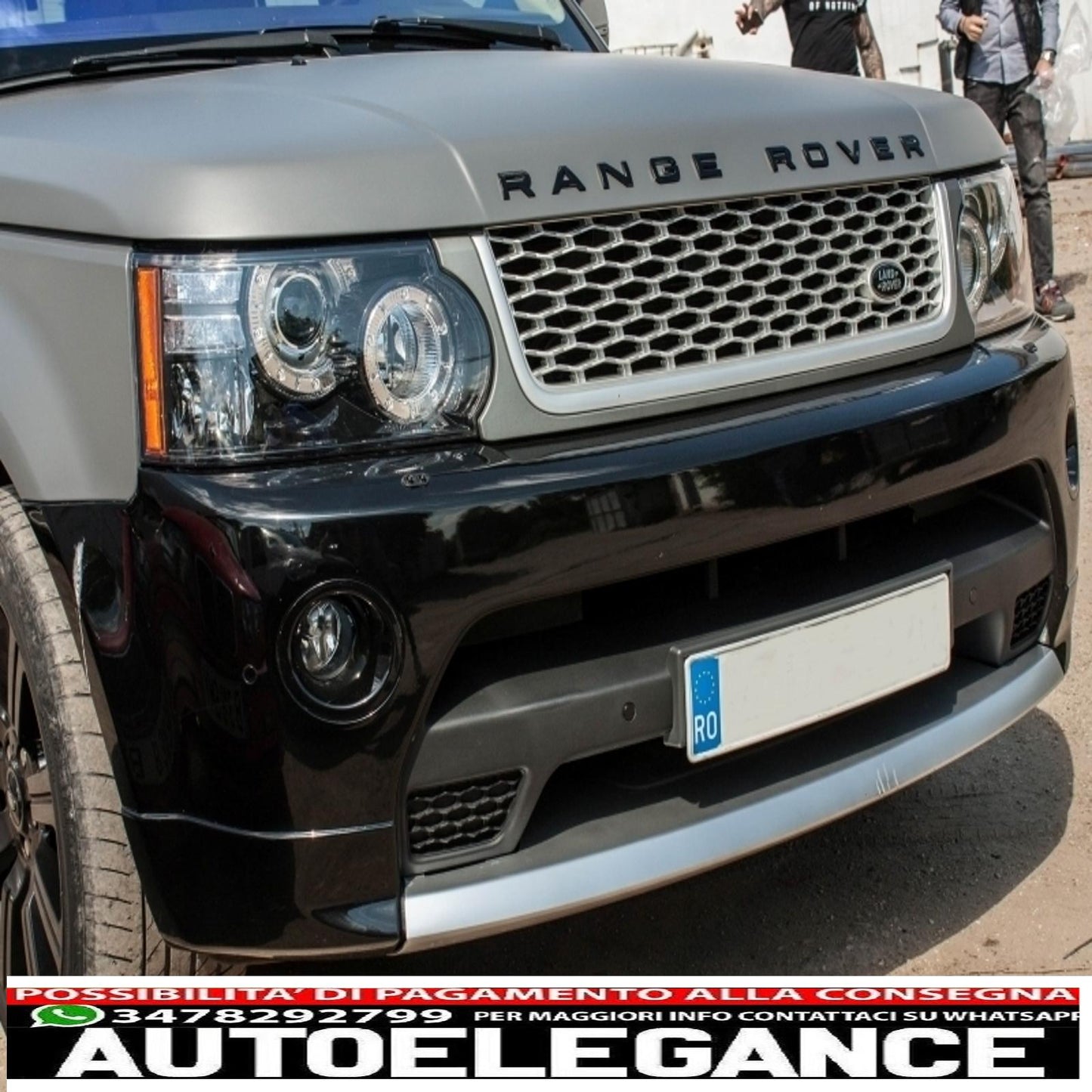 Gruppo paraurti anteriore e griglie anteriori color argento, adatto per Land Range Rover Sport L320 Facelift (2009-2013), design autobiografia