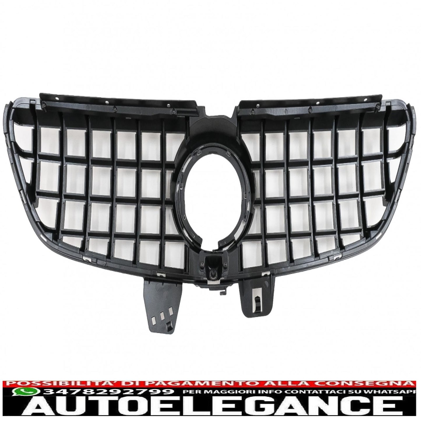 central grille suitable for mercedes v class w447 facelift (2020 onwards) gt r design panamericana black chrome