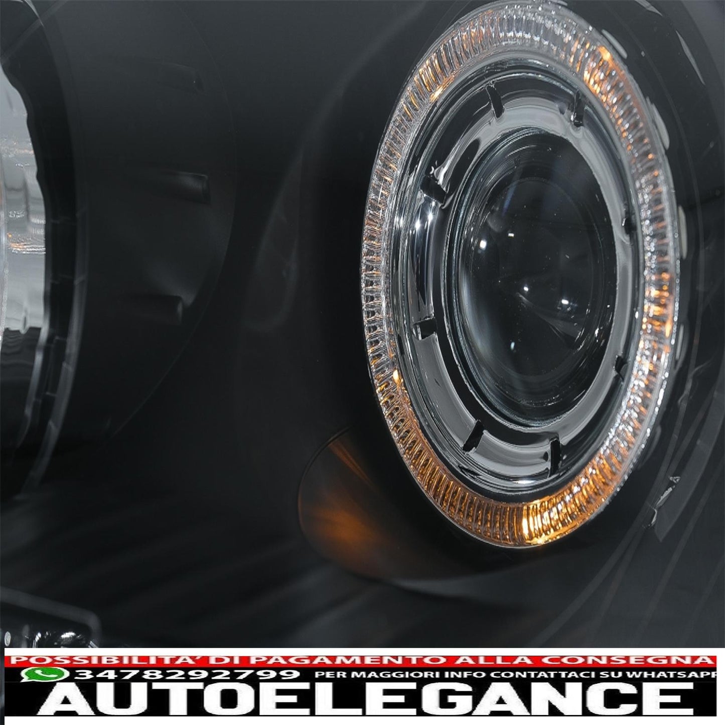 angel eye headlights dual halo rims suitable for vw golf 5 v (2003-2007) left or right hand drive black 