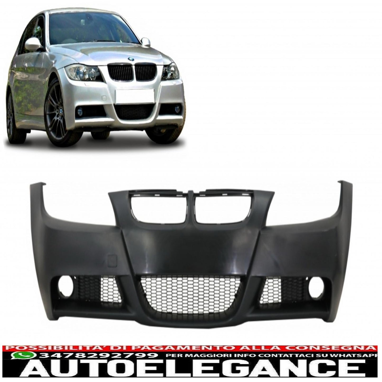 paraurti anteriore adatto per bmw serie 3 e90 e91 berlina touring (2004-2008) design m-technik senza pdc sra