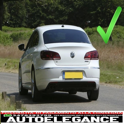 Rear bumper valance diffuser suitable for vw passat cc (2012-2017) r line design twin dual exhaust