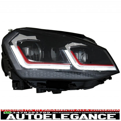 right hand drive headlights led dynamic sequential turn signals with grille suitable for vw golf 7 vii (2013-2017) r look red