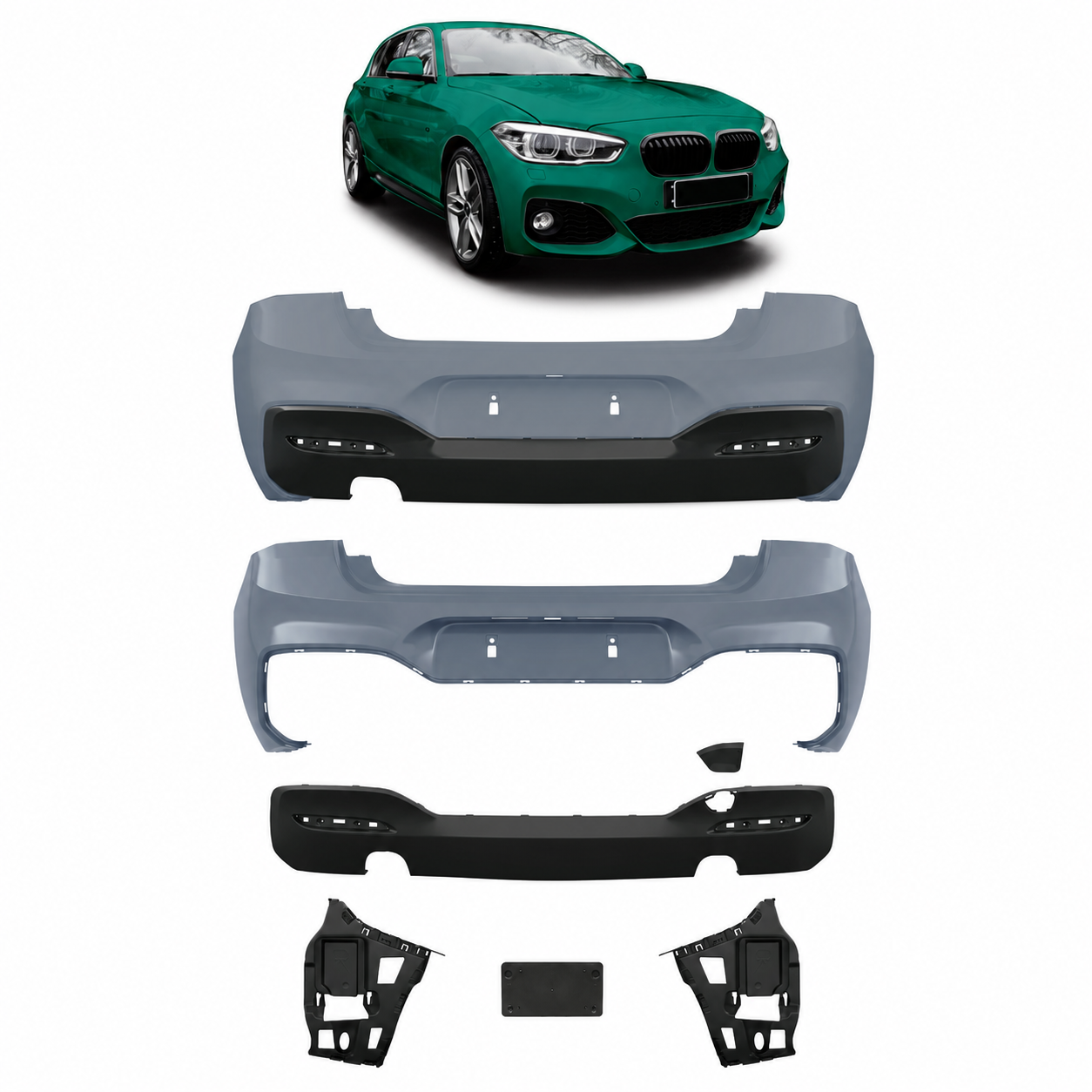 👉Paraurti posteriore M-Tech con diffusore adatto per BMW Serie1 F20 F21 15-19👈