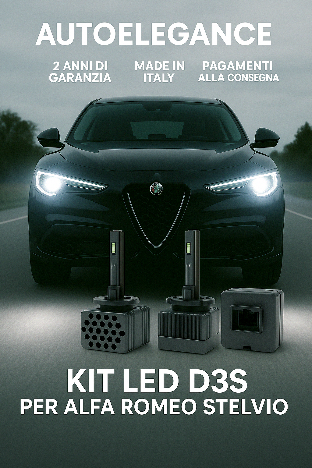 ⭐KIT XENON D3S 6000K ANABBAGLIANTI PER ALFA ROMEO STELVIO – LUCE BIANCA POTENTE⭐