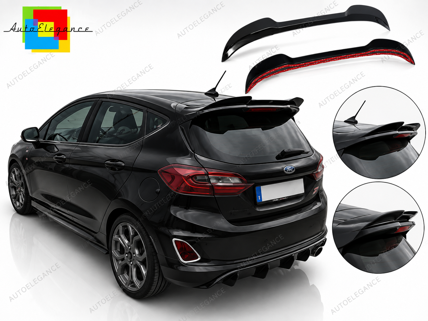 👉PROLUNGA SPOILER TETTO FORD FIESTA MK8 ST ST-LINE 2017+ NERO LUCIDO👈