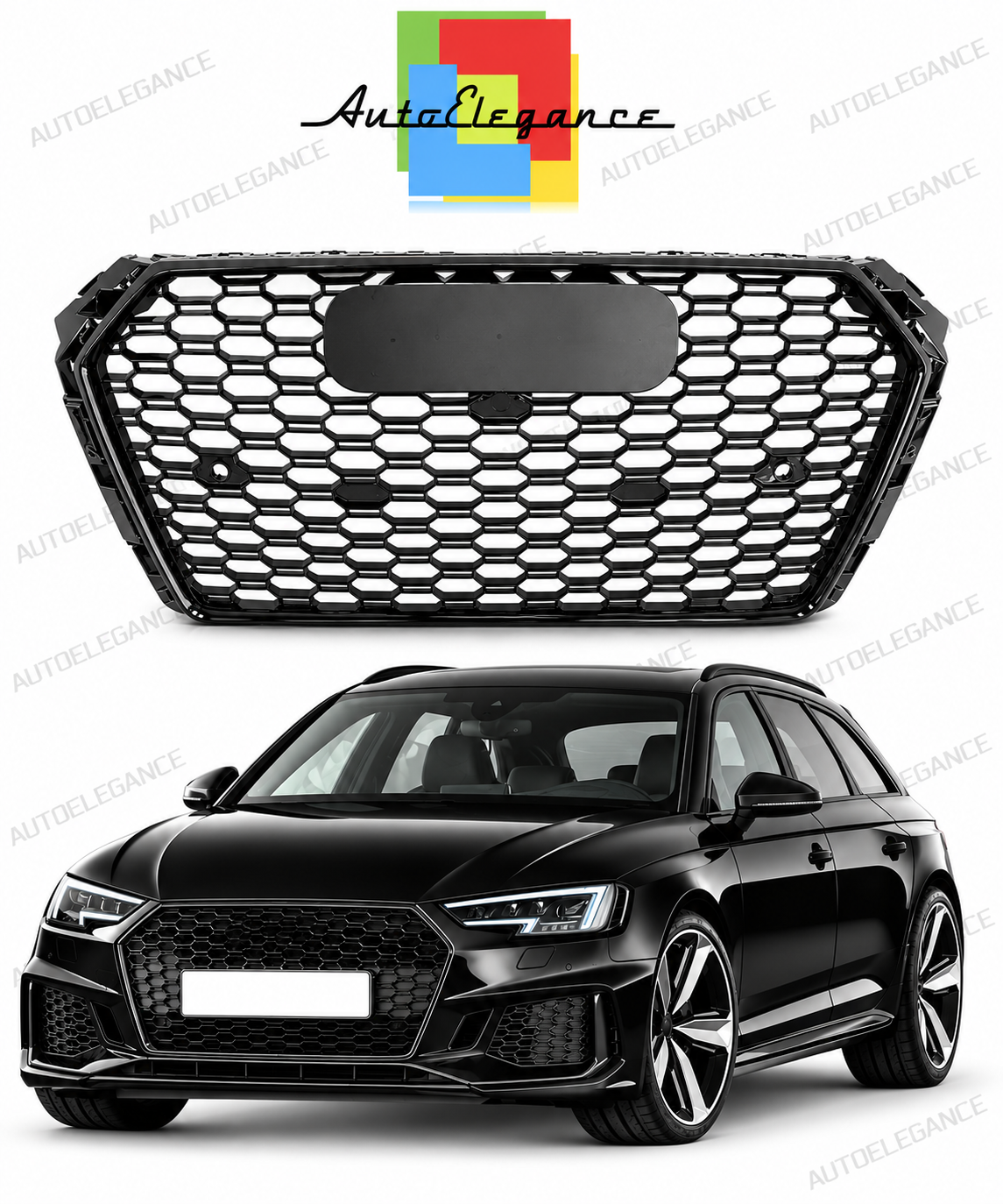 👉Griglia stile RS4 adatto per Audi A4 (B9) (2015-2019) nero lucido👈