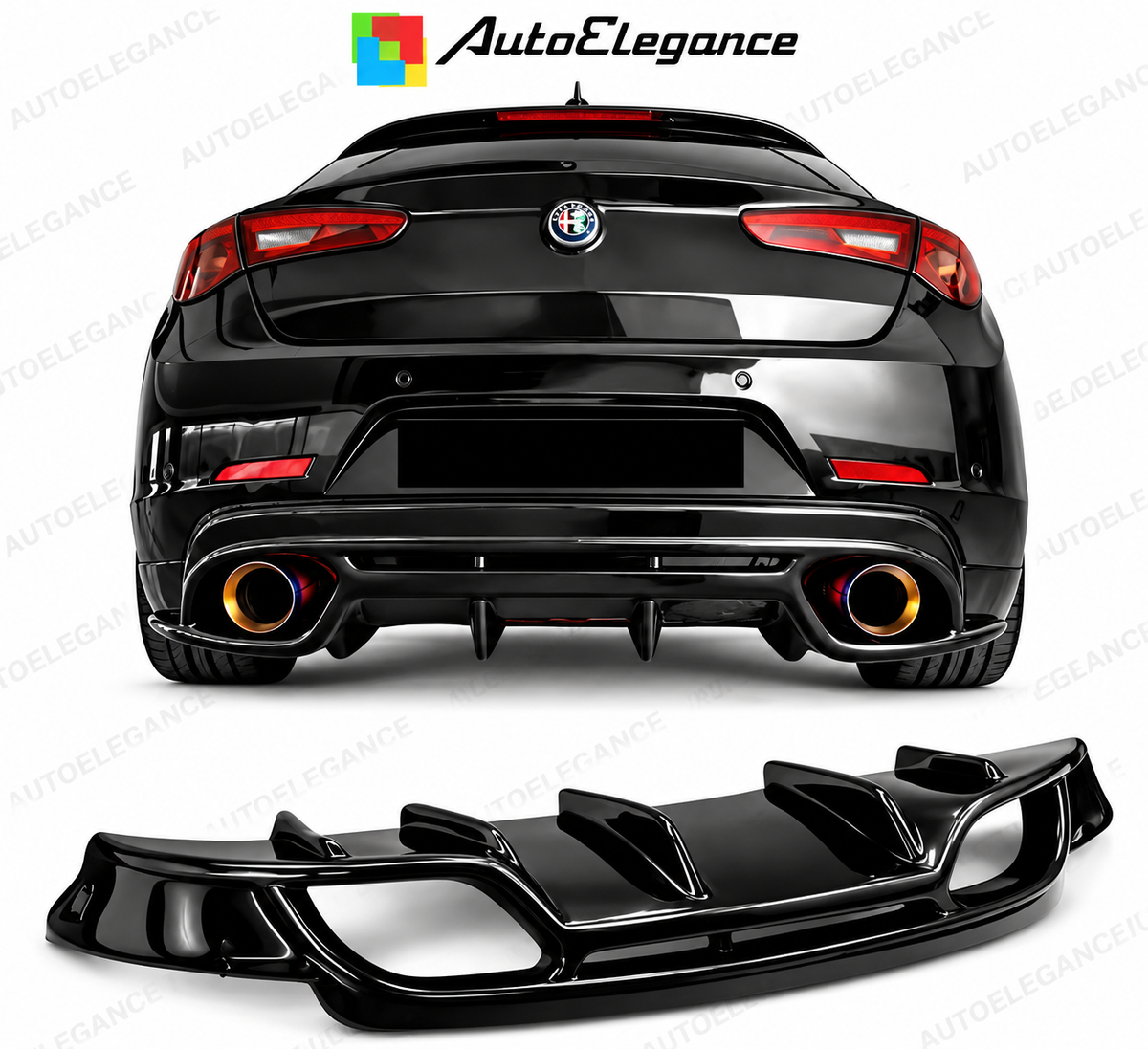 ART.0405 DIFFUSORE ALFA ROMEO GIULIETTA LOOK QUADRIFOGLIO NERO LUCIDO