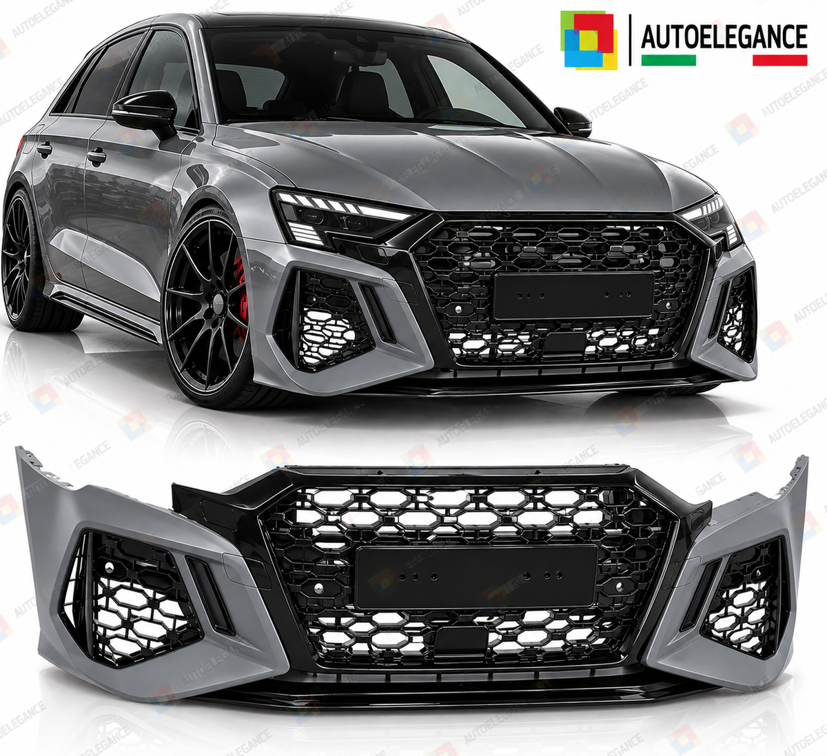 PARAURTI ANTERIORE SPORT adatto per AUDI A3 8Y 19-24 LOOK RS3
