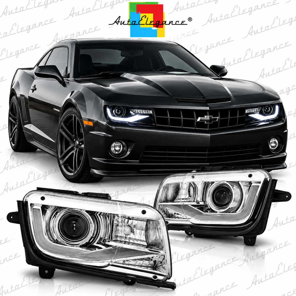 ART.5519 FARI ANTERIORI ADATTO PER CHEVROLET CAMARO 09-13 CROMATA