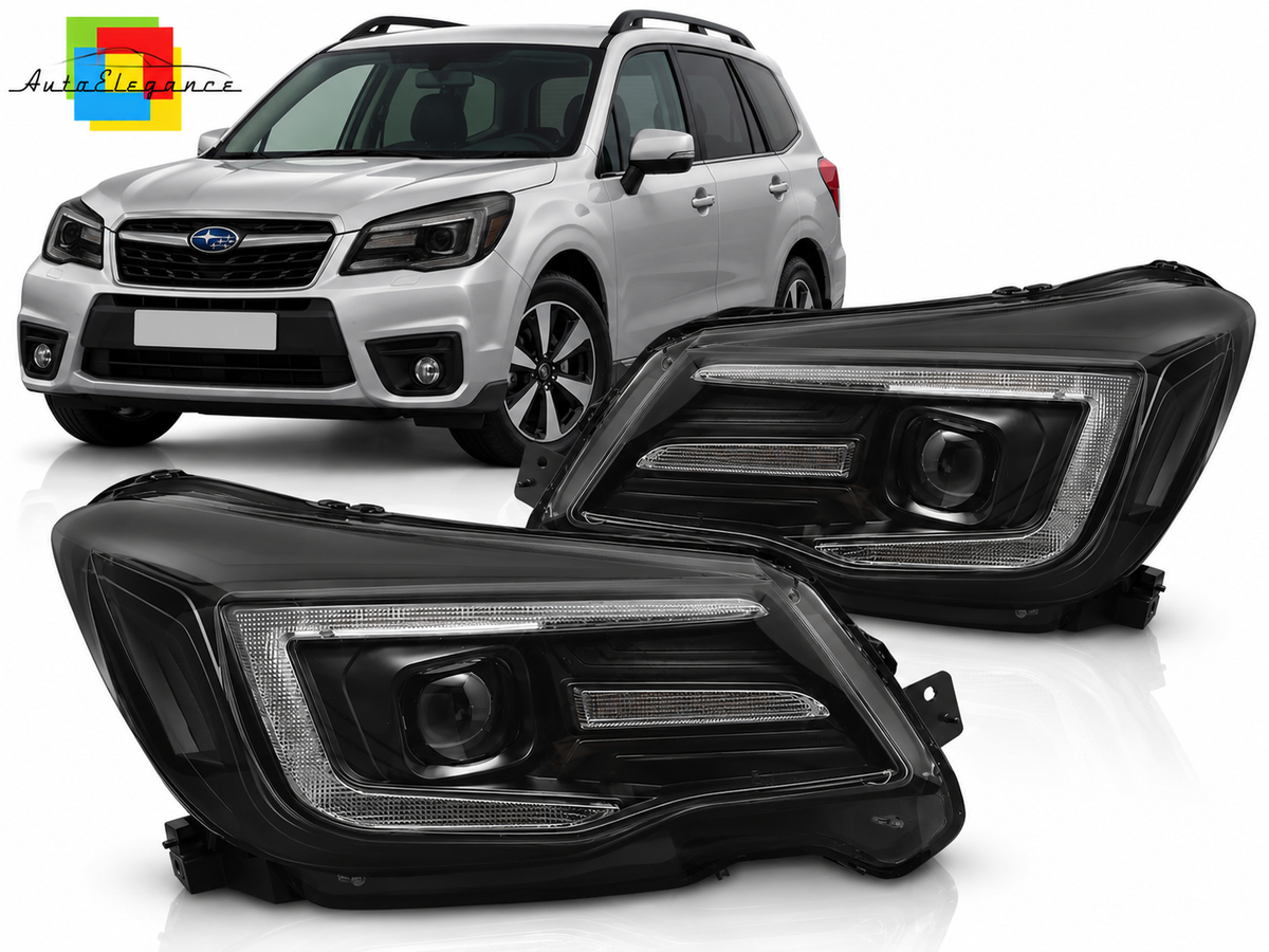 FARI ANTERIORI NERI A LED ADATTI PER SUBARU FORESTER IV 13-18